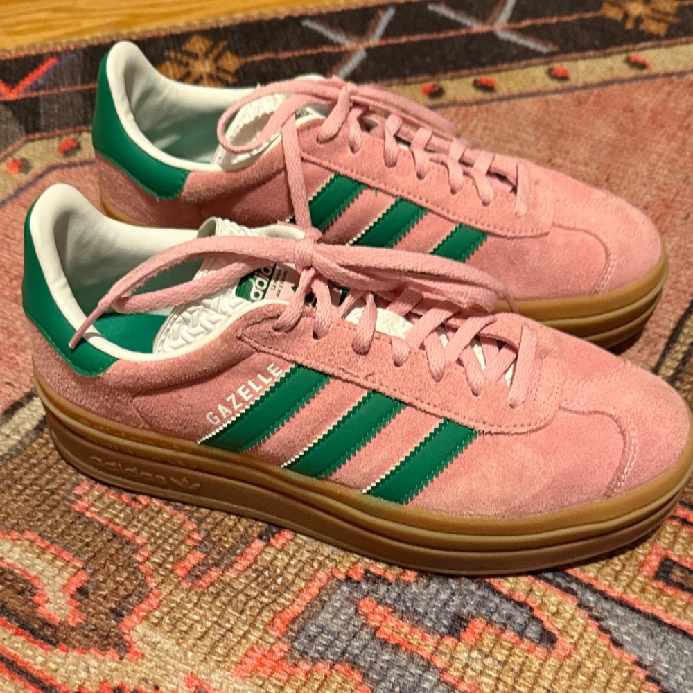 Adidas Gazelle Pink and Green Suede Shoes